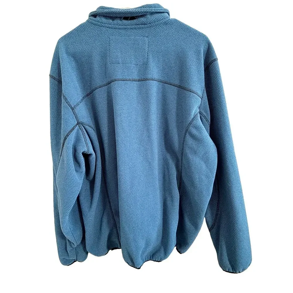 Powder River Outfitters Blue Grid Fleece 1/4 Zip Pullover Men's Size XL Western